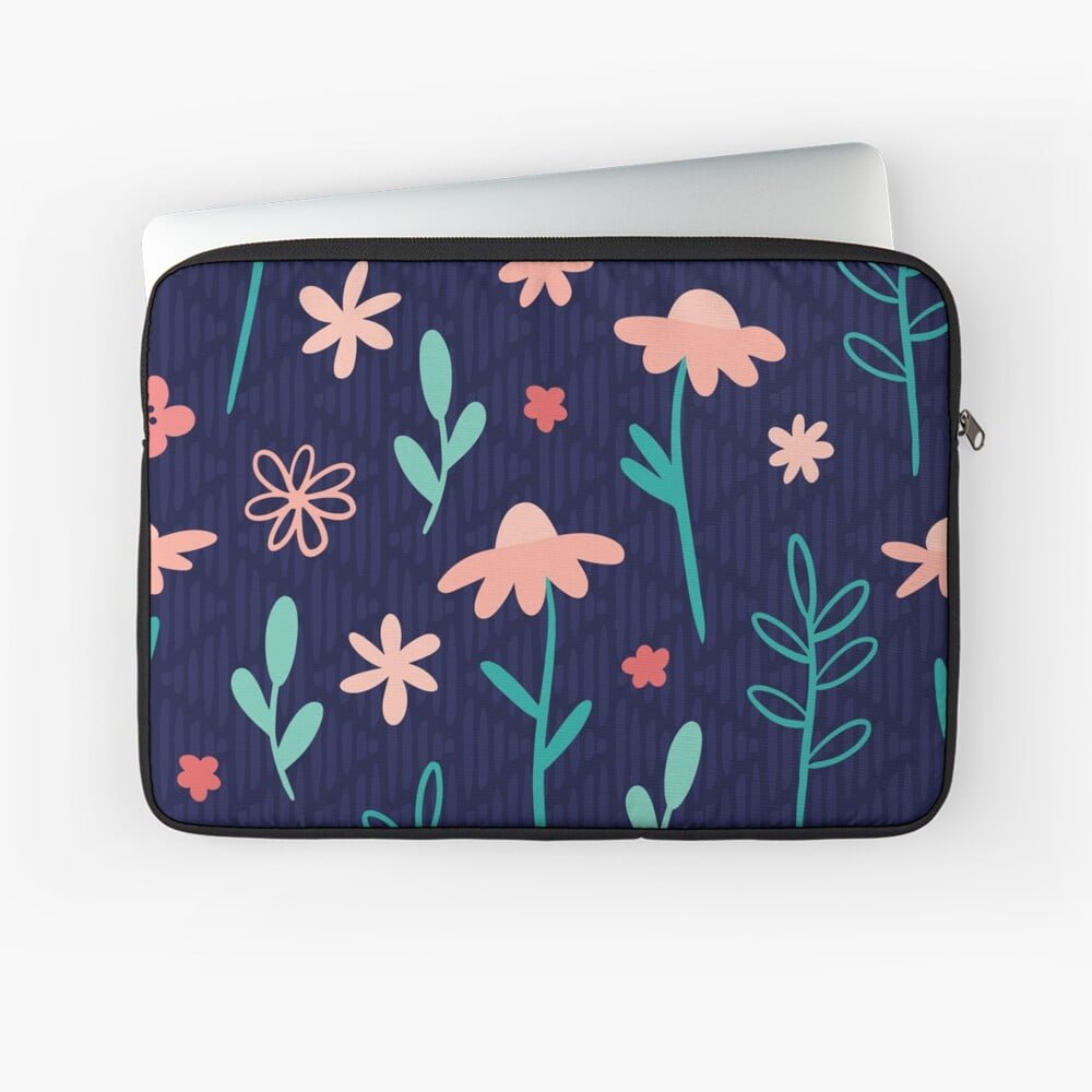 Floral lines repeating pattern laptop bag